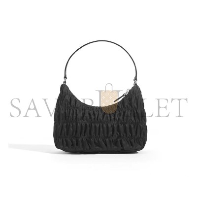 PRADA RE-EDITION 2000 HOBO BAG IN RUCHED BLACK NYLON 1NE204 (22*13*6cm) 